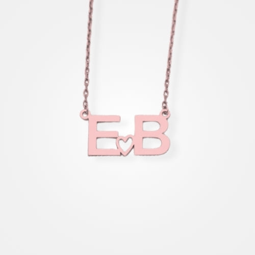 Collier avec 2 initiales or rose