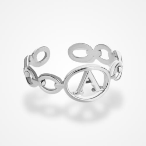 Bague Initiale | Femme Argent / A