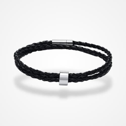 Bracelet Homme Cuir Personnalisé avec Prénoms 1 Prénom / Tige / 18cm