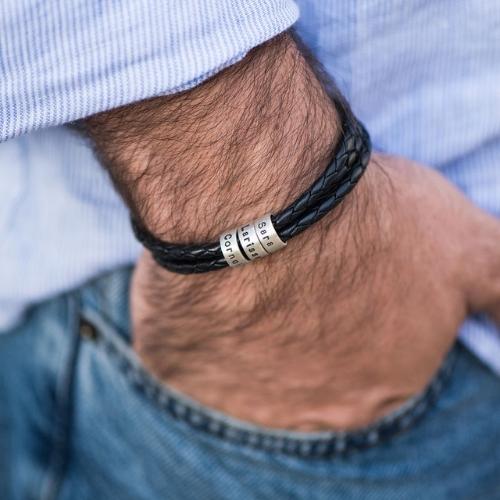 Bracelet Homme Cuir Personnalisé avec Prénoms