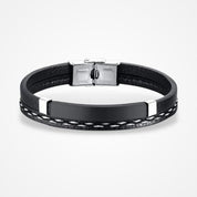 Bracelet Prénom | Homme Noire / 18cm / Argent