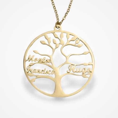 Collier Arbre de vie Personnalisé Or / 1 Prénom / 35-40cm