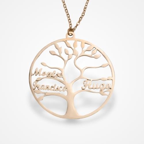 Collier Arbre de vie Personnalisé Or rose / 1 Prénom / 35-40cm