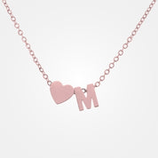 collier femme lettre or rose