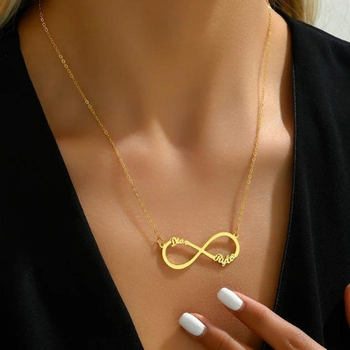 collier infini 2 prénoms or pour femme