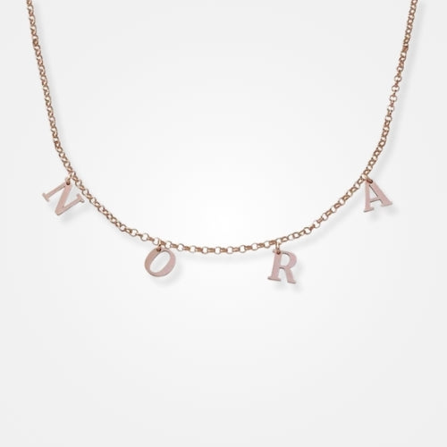 collier lettres or rose