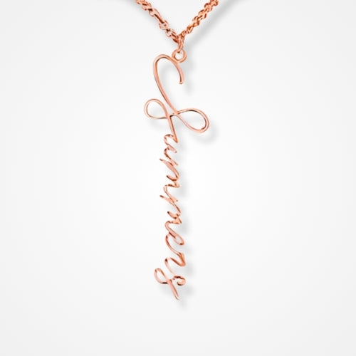 collier prenom vertical en or rose